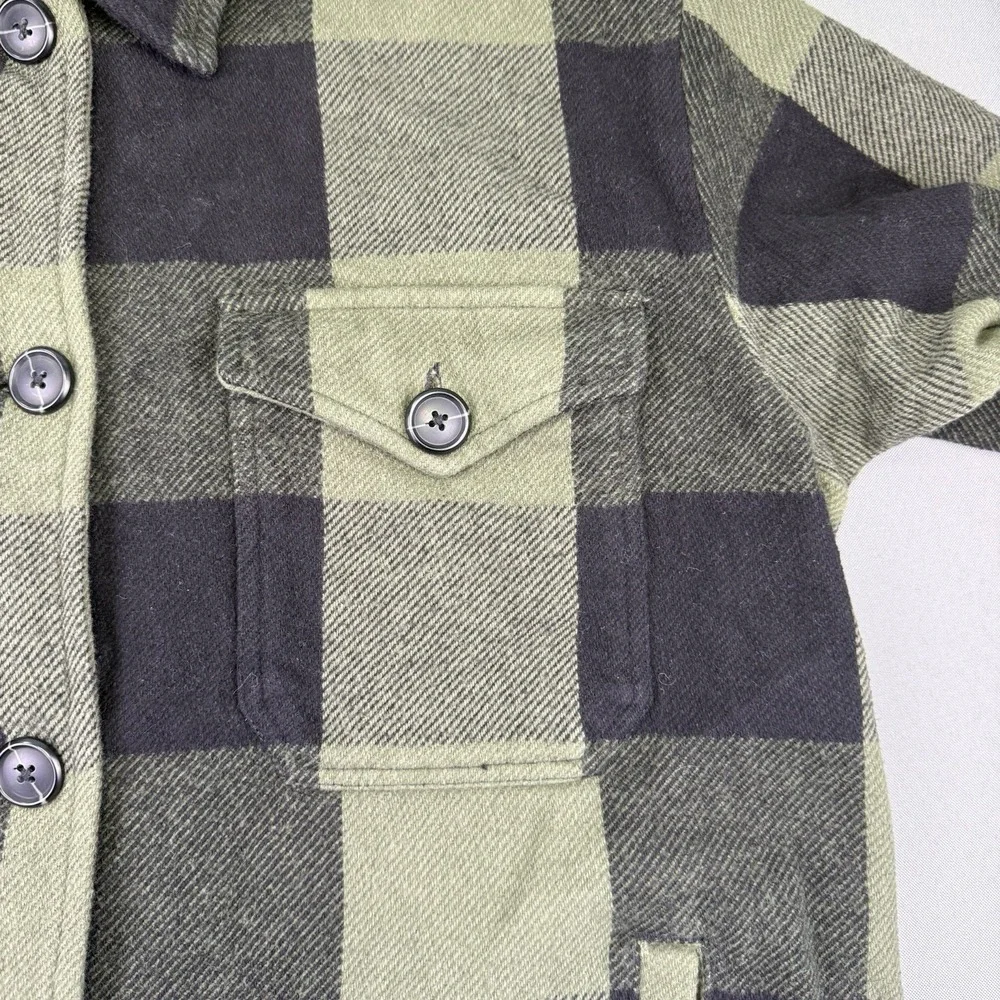 Lucky Brand NWT Shacket‎ Womens XL Green Black Plaid Flannel Oversized Pockets